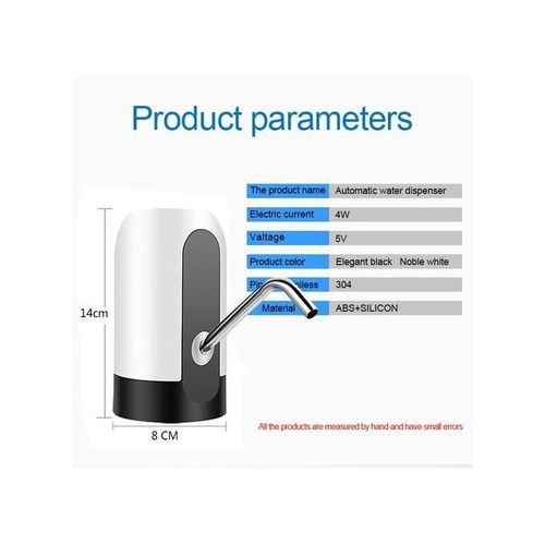 USB Charging Electric Water Pump Dispenser -White/Black