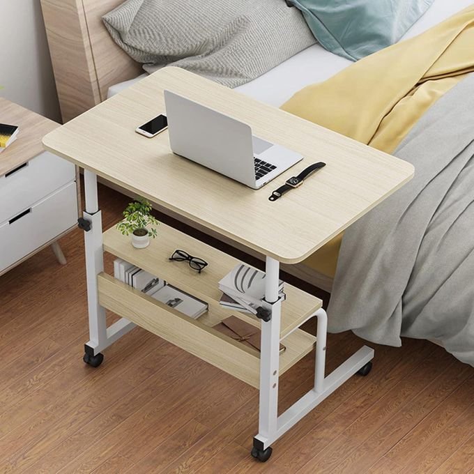 Laptop Table Height Adjustable, Side Table with Wheels, Bedside Table, Mobile Bar Table with 4 Wheels, Overbed Table Home - Multicolours