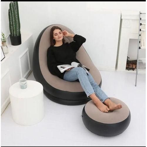 Inflatable Flocking Air Chair With Footrest With Pump