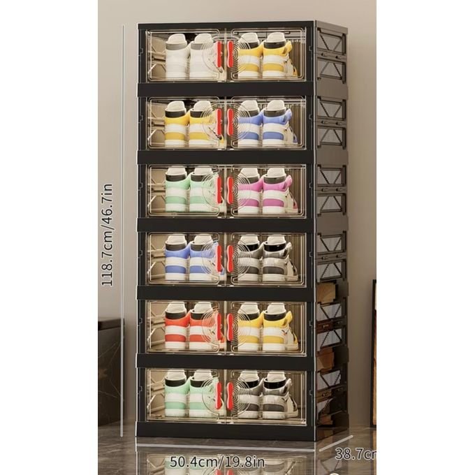 6 Layer Foldable Shoe Rack - Multicolor