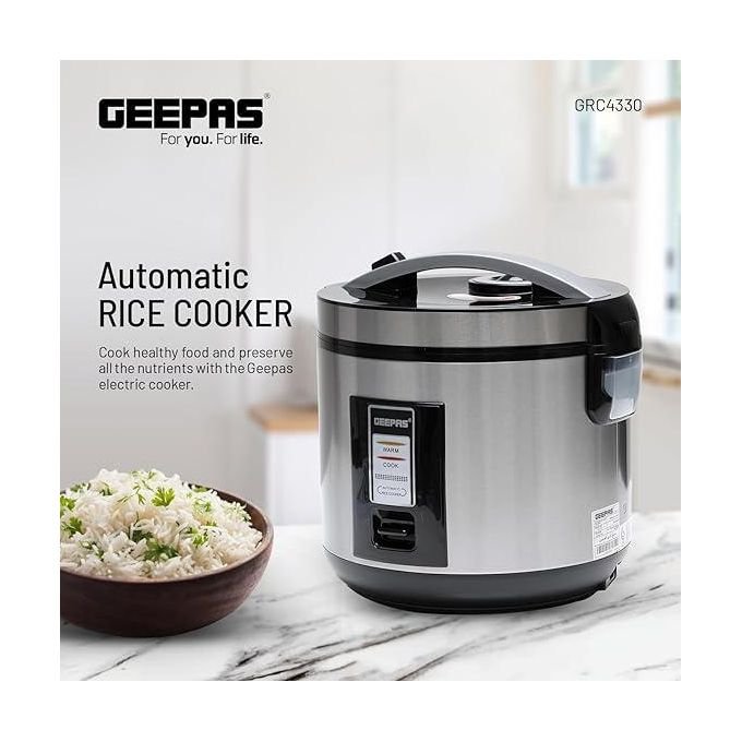 Geepas 2.8L Stainless Steel Rice Cooker 700W- GRC4330