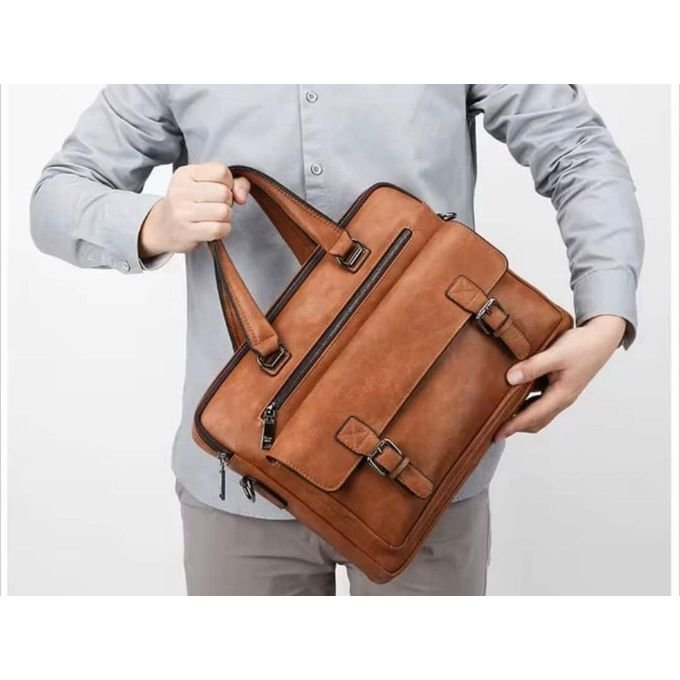 Men's Leather Messenger  Shoulder Bag - Brown