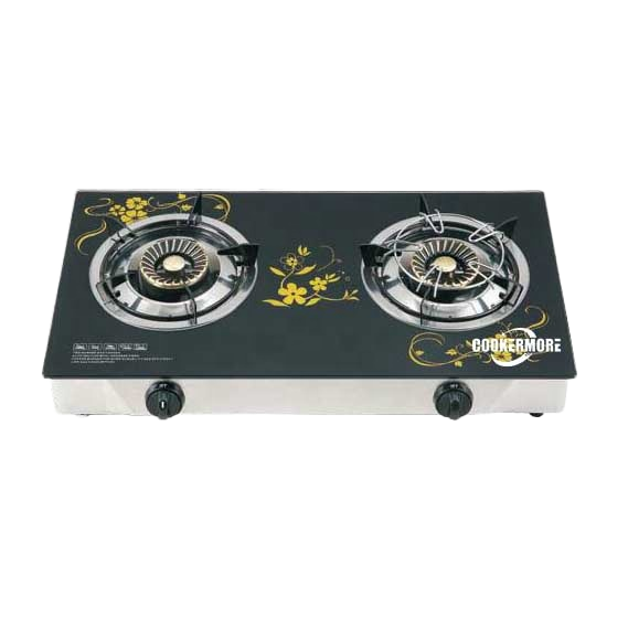 Double Glass Cooking Gas Stove / Burner /Cooker/Cook Top With Automatic Ignition - Black