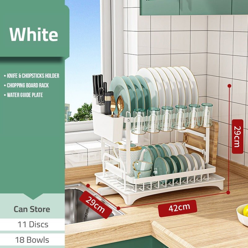 2 Tier Plate Rack & Dish Drainer – Kitchen Counter Organizer