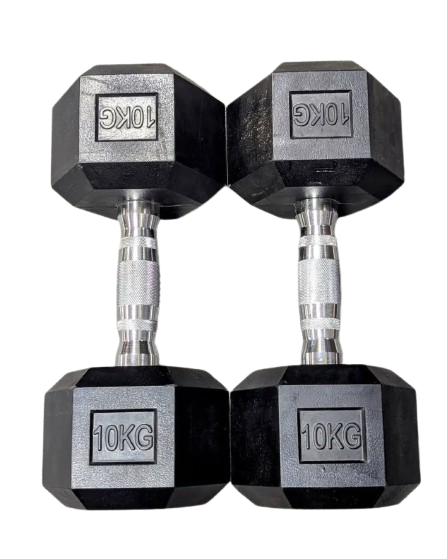 A Pair Of 2pcs  Each 10kg Weight  Exercise Dumbbells / Dumbells - Black/Silver