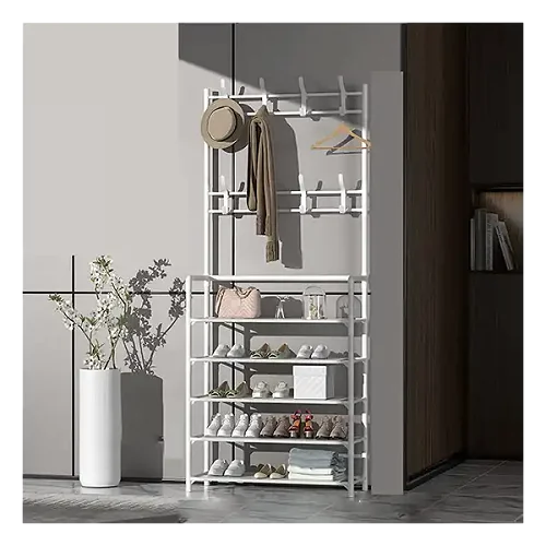 5 Layer Shoe Rack Hat &amp; Coat Rack - White