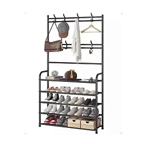 Cloth & Shoe Rack - Black,White