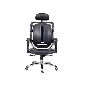Black Kidney Leather Chair With Headrest