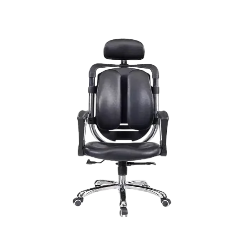Black Kidney Leather Chair With Headrest