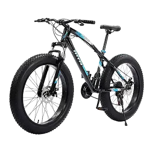 Fat Tire Mountain Bike, 26 Inch Size, 7 Gear Speed, Black