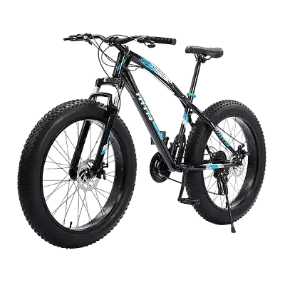Fat Tyre Mountain Bike, 26 Inch Size, 7 Gear Speed, Black