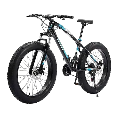 Fat Tyre Mountain Bike, 26 Inch Size, 7 Gear Speed, Black