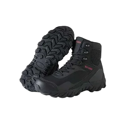Genuine Leather High-Top Black Shoes