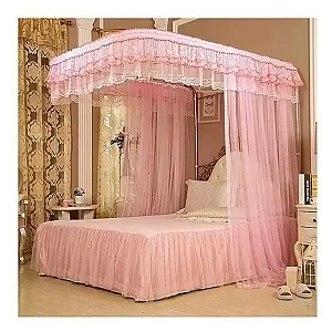 2 Stand Rail Mosquito Net 6by6 - Top Design Vary- Pink