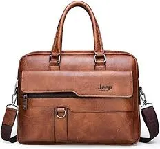 Jeep Buluo office Leather laptop bag - Brown