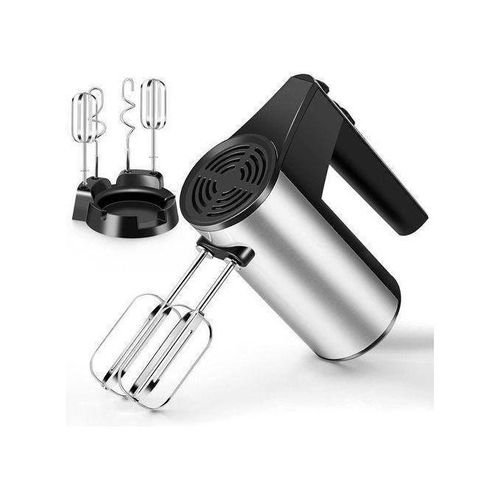 Hoffmans Hand Mixer Stainless Steel With Beaters &amp; Dough Hook - Black /Silver