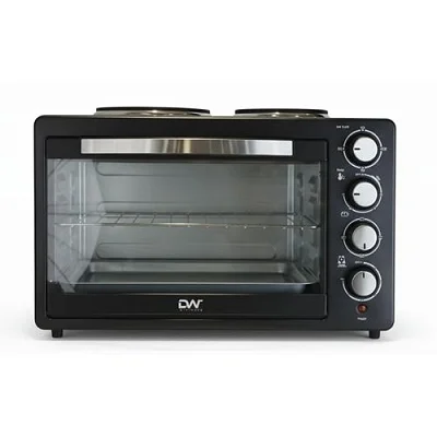 Digiwave 48 L Electric Mini Oven With Two Hot Plates / Hobs - Black