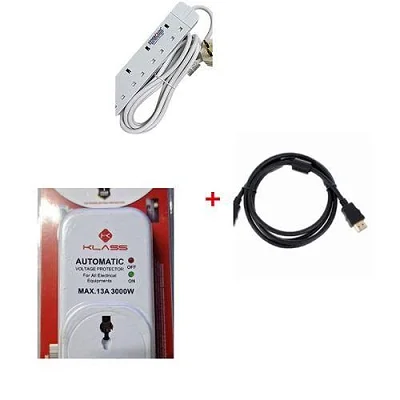 Bundle Of TV &amp; Fridge Guard And Power King 4way Extension Cable - White
