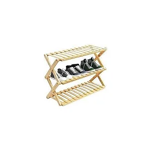 Bamboo 3 Layer Shoe Rack-Foldable Shoe Rack