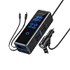 Powerology 300W Car Power Inverter, DC 12V to 220V AC Car Inverter, Car Lighter Port, LED Screen Power Inverter, USB Type-C and A Ports Charger Adapter, Car Plug Converter with USB-C, Lightning Cable - Black