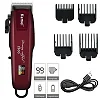 Kemei Rechargeable Saloon Hair Clipper Beard Shaver Hair Trimmer Shaving Machine - Maroon