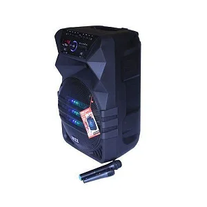 Jazz Dual 12" Amplified Public Address Speaker Rechargeable With Microphones - BLACK