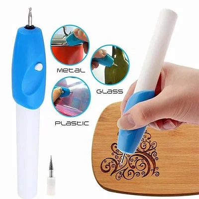 Battery Powered Engraving Pen with 2 lids - Multicolor