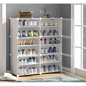 6 door Plastic shoe rack 24 pairs - White