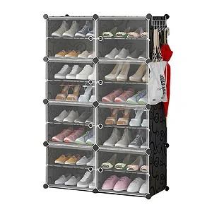 6 Layer 2 Column Portable Plastic Shoe Rack - Multicolor