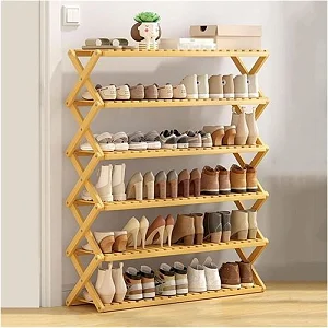 Large Size 6 layer Bamboo foldable shoe rack storage rack