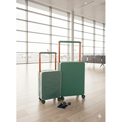 Leaves King Black Wide handle Suitcase - 2set