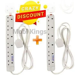 Power King 2pcs 6way Outlet Power Extension Cable