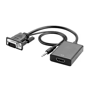 VGA To HDMI Converter Adapter Cable With Audio Output -Black
