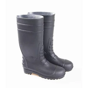 Safety Construction And Factory Gumboots With Steel Toe - Black