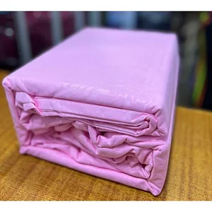 6x6 4Pcs Fitted Cotton BedsSheets (1 Fitted, 1 Flat bedsheet, 2 Pillowcases)- Pink