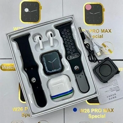 W26 PRO MAX Smartwatch Earphone 2 In 1 Best Popular Waterproof Sports Fitness Dual Straps Smart Watch Earbuds
