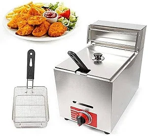 6L Stainless Steel Commercial Gas Deep Fryer - Stainless Steel