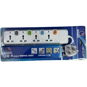 Simbaland 4-Way Universal Socket Extension Cable with 3Meter