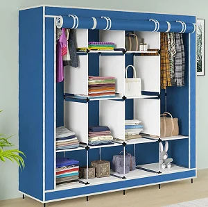 Portable 4 Column Fabric Wardrobe - Multicolor