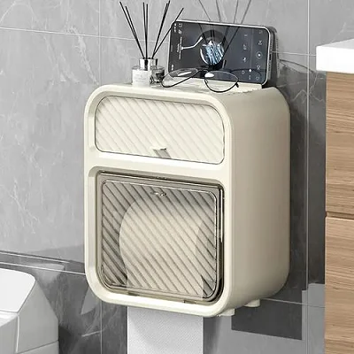 Wall Mounted Plastic Toilet Paper Holder Box- Multicolor