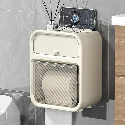 Wall Mounted Plastic Toilet Paper Holder Box- Multicolor