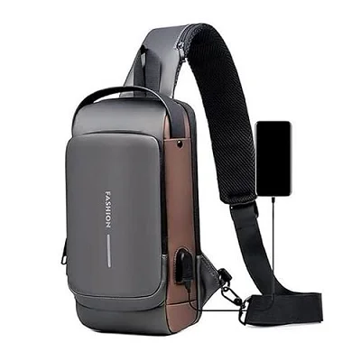 Anti-Theft Chest Bag with USB Port, Crossbody Backpack, Daypack Waterproof, Travel Shoulder Bag Crossbody Chest Bag