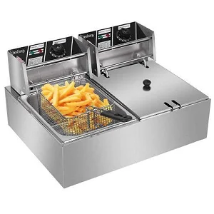 Heavy Duty Stainless Steel Electric Double Deep Frying Machine Designs Vary- 12litres
