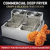 Simbaland 10L Double Electric Deep Fryer with Basket Commercial Deep Fryer Stainless Steel Dual Tank