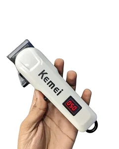 Kemei KM-809A Professional Hair Clipper With Battery Level Indi- White