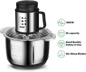 RAF 5 Liter Stainless Steel Food Processor 1000 Watt - Black/silver