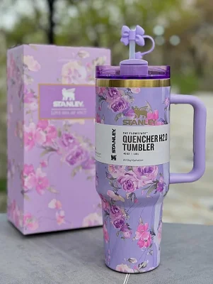 1200ml Floral Stanley Quencher H2.0 Tumbler With Straw , Gift Travel Mug - Multicolor