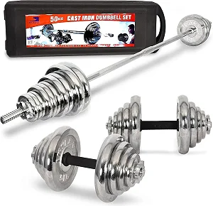 Original York Barbell And Dumbells 2025 Model Set, 50kg - Silver