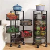 5 Tier Round Kitchen, Bedroom Storage Rack Basket Trolley Organizer-Black
