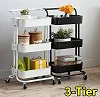 3 Tier Movable Trolley Kitchen Rack Organizer - Black
